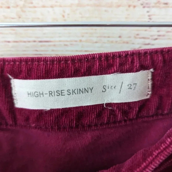 Pilcro & The Letterpress Size 27 High Rise Skinny Ankle Corduroy Pants Maroon - Picture 5 of 11